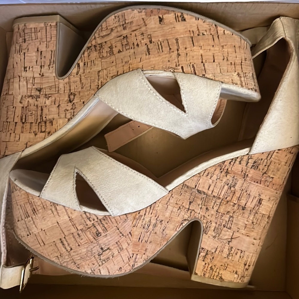 Tan Suede platform sandals